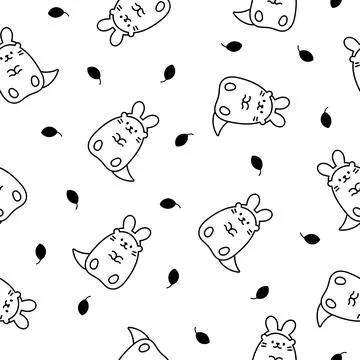 Cute otter. Seamless pattern. Coloring Page. Stock Illustration