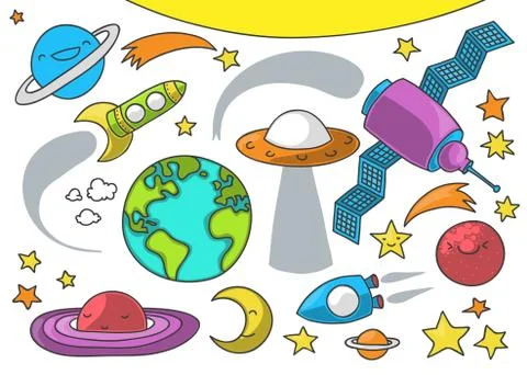 Cute outer space cartoon Illustrazione stock