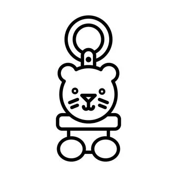 Cute Outline of Bear Keychain with Circular Attachment for Accessories Stock Illustration