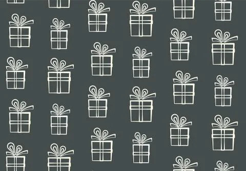 Cute outline white gift boxes pattern Stock Illustration