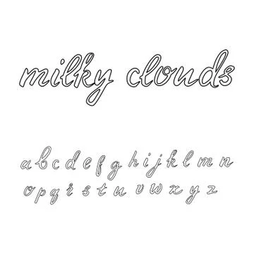 Cute outlined hand written font in lowercase Stock Illustration
