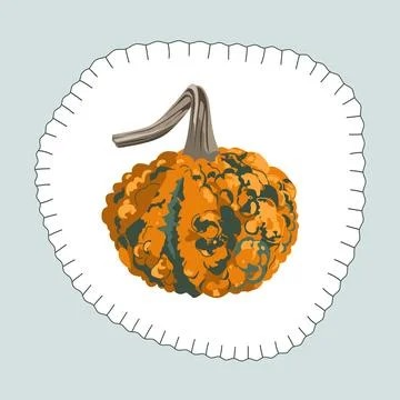 Cute oval shape frame with stylized decorative stitches and doodle warty pump Stock Illustration