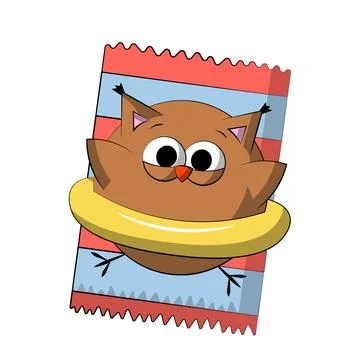 Cute Owl on the beach with inflatable ring in color Illustrazione stock