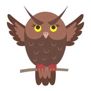 Cute Owl Cartoon Flat Vector Sticker or Icon Illustrazione stock