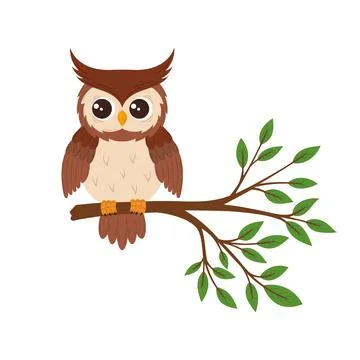 Cute owl in flat style Stock Illustration