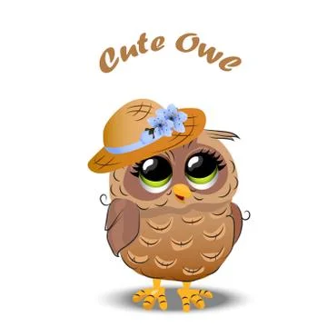 Cute owl in a hat Stock Illustration