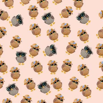 Cute owl in a hat Stock Illustration