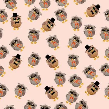 Cute owl in a hat Stock Illustration