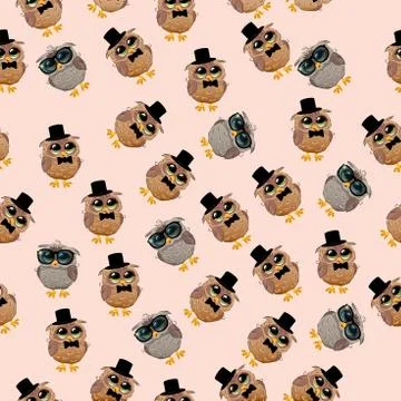 Cute owl in a hat Stock Illustration