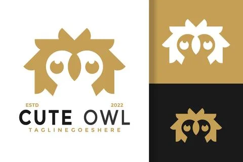 Cute Owl Logo Design Vector Illustration Template Stock Illustration