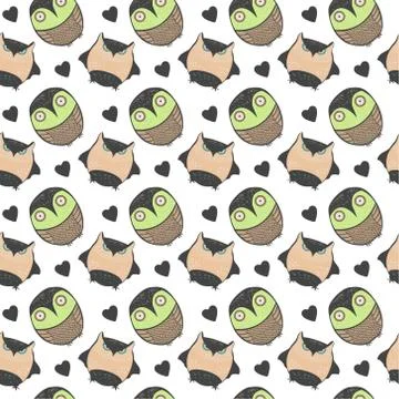 Cute owl pattern abstract background Stock Illustration
