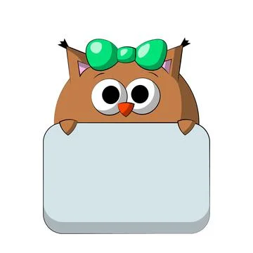Cute Owl with poster without text in color for congratulation Illustrazione stock