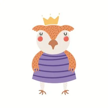 Cute owl princess Stock Illustration
