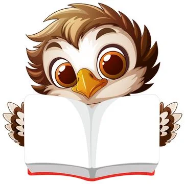 Cute Owl Reading a Book Stock Illustration