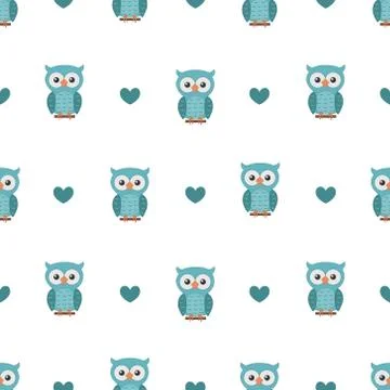 Cute owl seamless pattern vector Stock Illustration