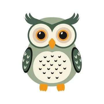 Cute owl. Simple kids vector illustration, wild animal clip art Stock Illustration