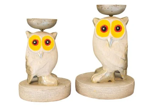 Cute  owl on white background. Stock Photos