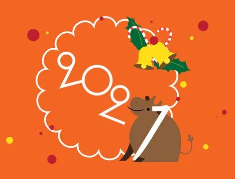 Cute ox year card Stock Illustration