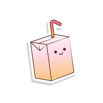 Cute packaging box drink sticker Stock Illustration