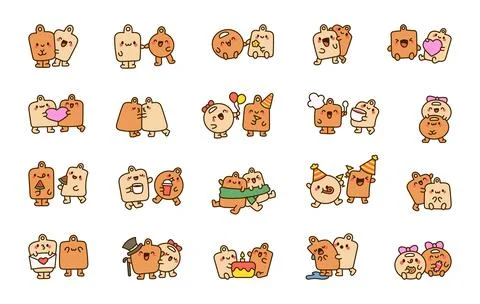 Cute pair of kitchen boards. Funny wooden friends. Ilustração Stock