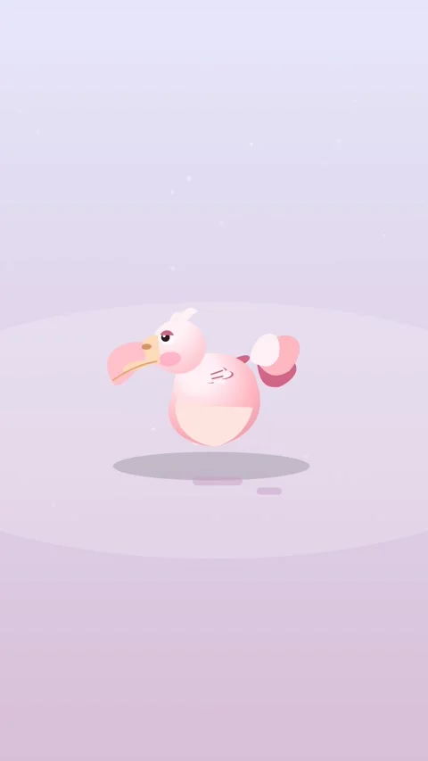 Cute Pale Pink Pastel Bouncing Dodo Bird Walking Loop Vídeos de archivo 331781248