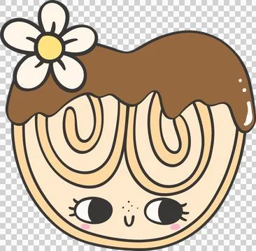 Cute Pan Dulce Oreja Characters Girly Mexican Sweet Cartoon Doodles Stock Illustration