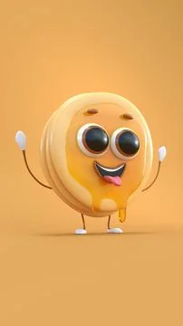 Cute pancake character 3d render Stock Illustration