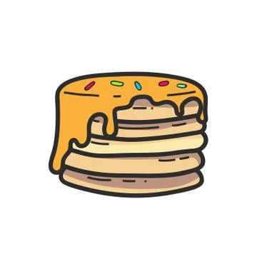 Cute panckaes with syrup drawing. Vector isolated. Illustration. Stock Illustration
