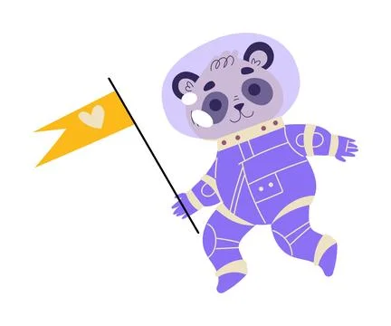 Cute Panda Astronaut Character in Space Suit Vector Illustration Stock Illustration