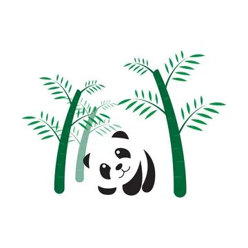 Cute panda with bamboo Stock Illustration