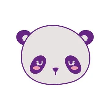 Cute panda bear face cartoon line and fill style icon vector design Stock Illustration