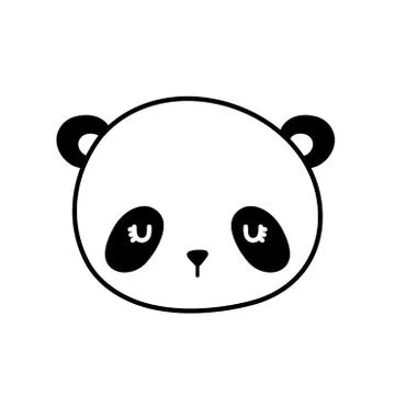 Cute panda bear face cartoon line style icon vector design Stock Illustration