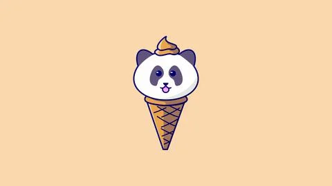 Cute panda bear ice cream cartoon mascot Stock Illustration