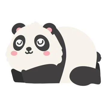 Cute panda bear lying down for resting and sleep Illustrazione stock