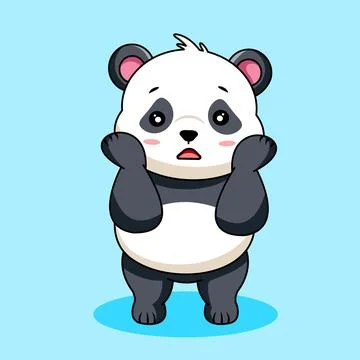 Cute Panda Bear Panic Expression Stock Illustration