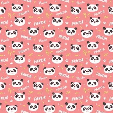 Cute Panda bear Seamless pattern. Cute Animals doodle, Hand drawn Cartoon Vec Illustrazione stock