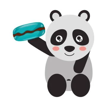 Cute panda bear with sweet candy Illustrazione stock