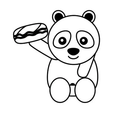 Cute panda bear with sweet candy Illustrazione stock