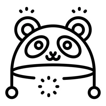 Cute panda bear winter hat with ear flaps and pompoms, keeping warm in style Ilustración de archivo