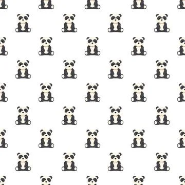 Cute panda bears creating a seamless pattern design Stock Illustration