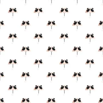 Cute panda bears pattern forming umbrellas seamless background Stock Illustration