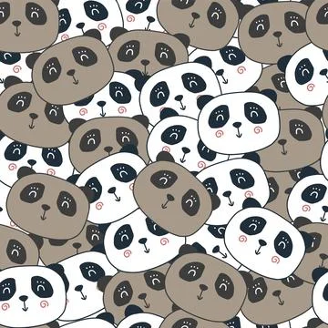 Cute panda bears seamless pattern. Funny baby vector print. Illustrazione stock