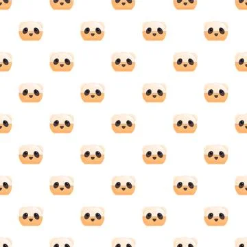 Cute panda cartoon faces creating seamless pattern Stock Illustration
