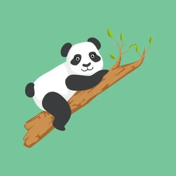 Cute Panda Character Climbing A Tree Illustration Stock Illustration