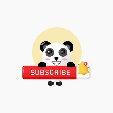 Cute panda character with subscribe board イラスト素材