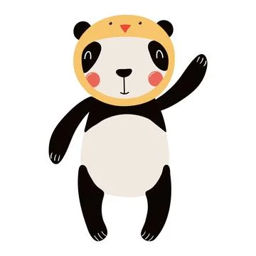 Cute panda in chick hat Easter character illustration Stock Illustration