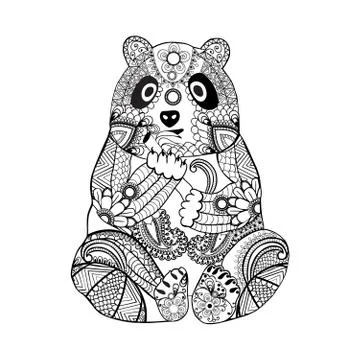 Cute panda for coloring book Stock Illustration
