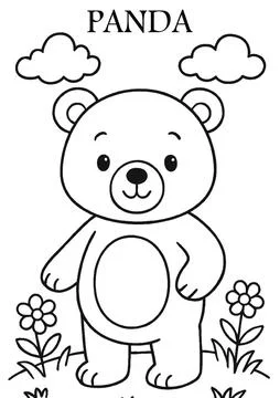 Cute Panda Coloring Page – Printable Line Art for Kids and Adults Illustrazione stock