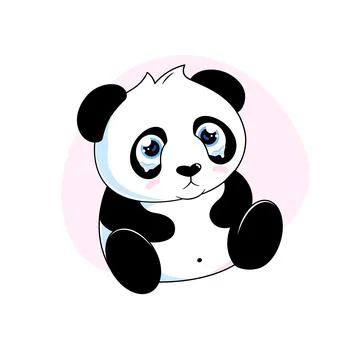 Cute panda crying Stock Illustration