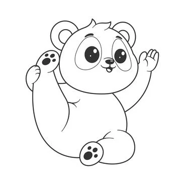 Cute panda doing yoga moves for coloring Stock Illustration